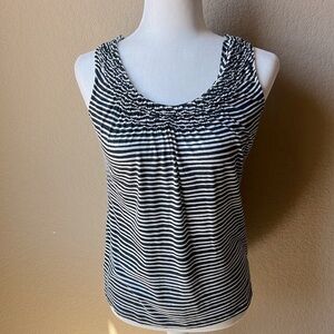 Ann Taylor Loft black and white striped tank top, size small